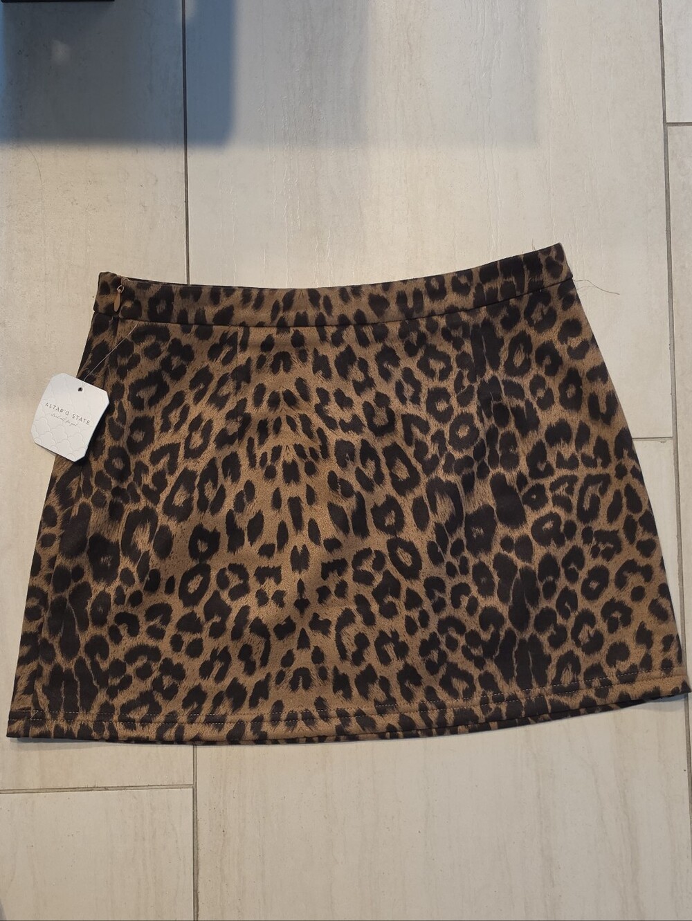NWT Altar'd State Leopard Print Mini Skirt - Brown/Black - Picture 3 of 5